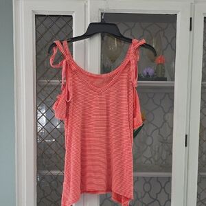a.n.a Coral Striped  Top with Tie Straps